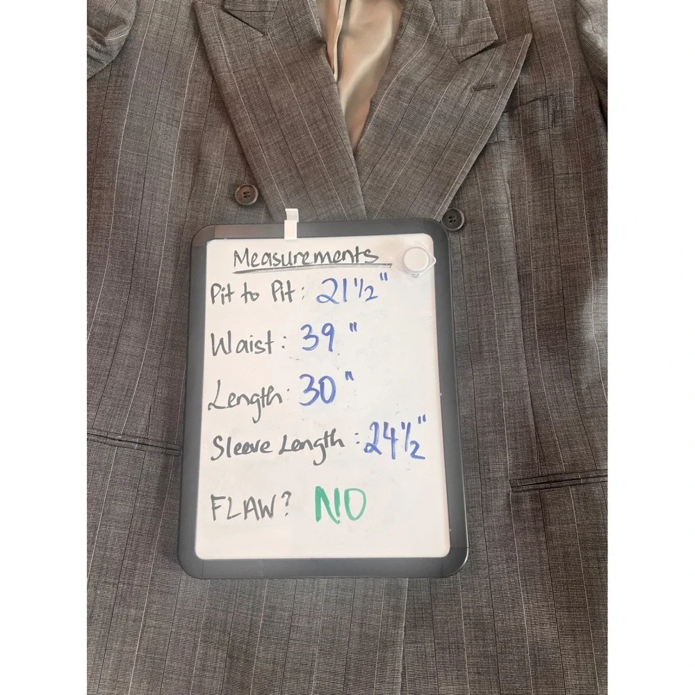Vintage Pierre Cardin Blazer 100% Wool Pinstripe Double Breasted Gray Men's 40R